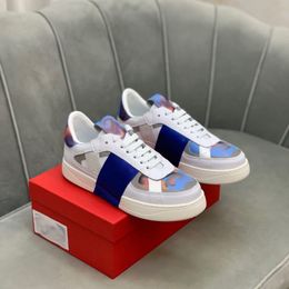 2024 New Fashion Designer White blue band Print casual shoes for men and women Breathable comfortable Versatile Flat base casual shoes dd0320H 38-44 3