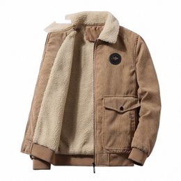 2023 Warm Parker Jacket Men Autumn Winter Lambswool Loose Casual Jacket Men High Quality Fi Corduroy Coat Thick M-8Xl g5CF#