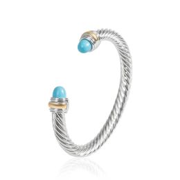 Designer 925 Silver David Collection High Quality Jewellery Ring Yaman Twisted Cuff Bracelet Women's Gift Charming Men's Bracelet 7MM Metal Hook Wire