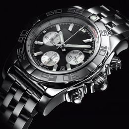 High quality Male stainless Steel Watches Quartz Stopwatch Man Wrist Watch Black Dail BL11224U