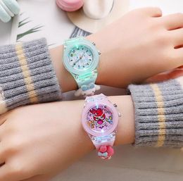 Cute Cartoon Children Watches for Girls LED Luminous Sports Analogue Digital Wristwatch Baby watch Casual Bracelet Clock with Night Lights