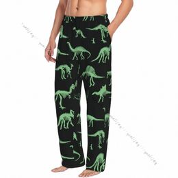mens Casual Pajama Lg Pant Loose Elastic Waistband Dinosaur Bes Pattern Cozy Sleepwear Home Lounge Pants w9dN#