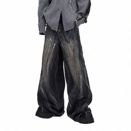 fewq Men Jeans Wide Leg Loose Fitting Niche Casual Pants High Waisted Male Trousers 2023 New Streetwear Fi Autumn 24X1714 b19b#