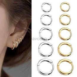 Hoop Huggie 2PC/set of circular stainless steel small hoop earrings suitable for women men cartoon earplugs perforated Jewellery and Hombre print free products 240326
