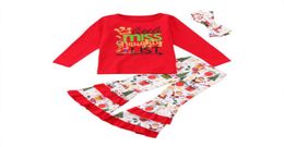 christmas kids baby girls outfits long sleeve clothes tshirt tops dress long flare pants 3pcs outfits set6443690