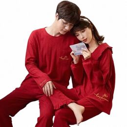 pyjamas Sets Spring Suits Wedding Sleepwear O-neck Knitted Pajamas Pajama Couple Loungewear Sleep Autumn Matching Mens PJ 7253#
