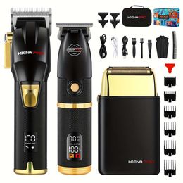 Professional Set Men USB Rechargeable Hair Trimmer with LCD Digital Display Electric Clipper Good for Men's Festival Birthday Gift