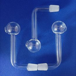 Bent Glass Oil Burner Pipe 2 Types 10mm Male Ball OD 0.8inch Smoking Burning Tube Handcraft Bulb Bong Dab Rigs LL