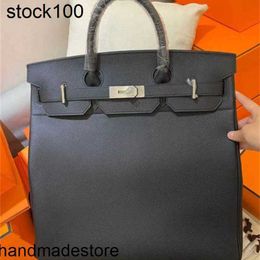 Designer Large Hac Handbag Luxury Tote Bags Custom Silver Buckle 40cm or 50cm Lychee Grain Calfskin Unisex Portable Leisure Bk Genuine Leather ZJ70