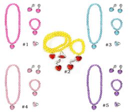 5 Colors Princess Queen Cosplay Accessories Jewelry Sets Necklaces Ring earrings bracelet Set Presents for Girls Dress Up 5pcsset1644101