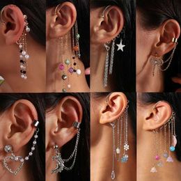 Ear Cuff Ear Cuff 1 piece of Bohemian wrinkle free pearl stone earrings with cuffs wrapped in screw clip earrings womens fashion earrings Jewellery Bijoux Y240326