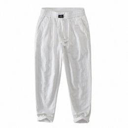 new Designer Cott Linen Casual Brand Pants For Men Fi Loose Elastic Waist With Drawstring Trousers Pantales Hombre W2QH#