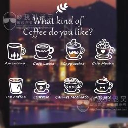 Stickers Coffee Shop Decal Cafes Ice Cream Bread Cake Kitchen Wall Art Removable Sticker Decal Milk Tea Sticker