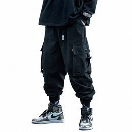 prowow Spring Autumn New Men Hip-Hop Style Sports Pants Black Harem Overalls with Multi-pocket Ribb Casual Streetwear J555#