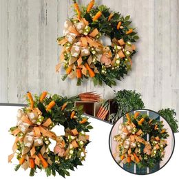 Decorative Flowers Easter Wreath For Front Door Cute With Gold Eggs & Carrot Spring Home Wall Decor Heart Valentine Wreaths