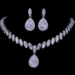 Earrings Necklace Emmaya Simulated Bridal Silver Necklace Sets 5 Colours Wedding Jewellery Parure Bijoux Femme Party Gift L240323