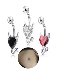 Little Devil Navel Rings Zircon Heart Shape Piercing Jewellery Navel Belly Button Ring Nombril For Sexy Women Body Piercings6242582