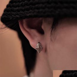 Stud Geometric Diamond Shaped Medical Titanium Steel Hollow Earrings For Men And Women All-Match High-End Street Fashion Hip-Hop Drop Otsv3