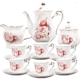 Teaware Sets Tea Set 15 Piece Porcelain Vintage Rose Pattern Adult Coffee