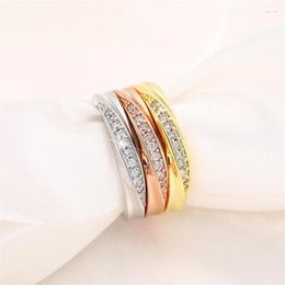 Wedding Rings Huitan Est For Women Luxury Paved One-line CZ Modern Fashion Female Accessories Daily Wear Statement Jewelry