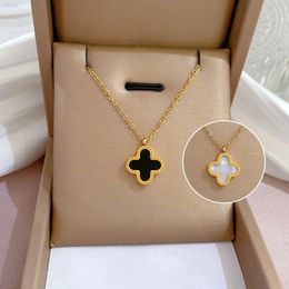 Lucky Zircon Four-leaf Clover Grass Pendant Necklace Stone Woman Mother Girl Gift Wedding Blessing Jewellery