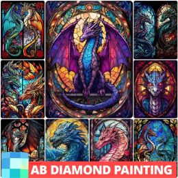 Stitch AB Northern Lights Colored Glass Dragon Fantasy Gothic Style Picture Size Diamond Painting 5D DIY Set Crafts Gift Home Decor