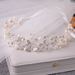 Wedding Hair Accessories Crystal Pearl Belt Bridal Ornaments Jewelry bride Headdress Headbands 240311
