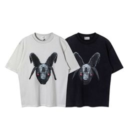 Arnodefrance Angry Capricorn Graffiti Sheep Head Washed Old Short Sleeved American Fashion Brand ADF Loose T Shirt For Men