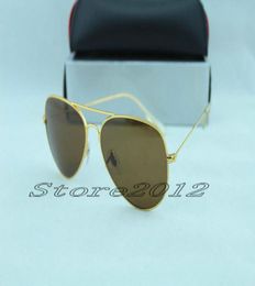 Designer Classic Sunglasses Mens Womes Sun Glasses Eyewear Gold Frame Brown 58mm Glass Lenses Large Metal 8384698