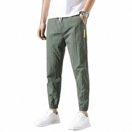 2023 Spring Autumn Men Pants Ice Silk Sports Jogging Pants Breathable Men Clothing Casual Loose Trousers Fi Streetwear e2dS#