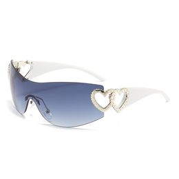 sunglasses for women Brand luxury mens designer sunglasses Heart to Heart One-piece mirro Sunglasses Rimless Sun protection goggles fashion Y2K Glasses 3541 blue