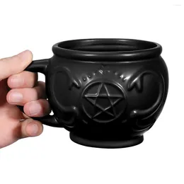 Mugs 520ml Cauldron Mug Unique Halloween Coffee Witches Gift Ceramics Tea Cup For Banquet Festival (Black)