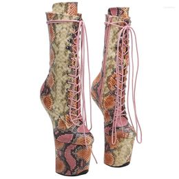 Dance Shoes Leecabe Snake PU Upper Platform Ankle Boots Sexy Exotic Heelless Pole