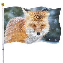 Accessories Cute Fox Flag Wild Animal House Flags Home Outdoor Porch Decorations Polyester Banners with Brass Grommets Flag for Women Men