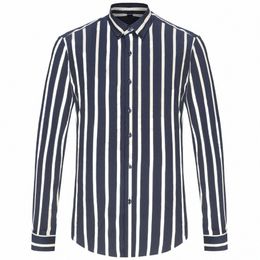 men's Lightweight Lg Sleeve Colour Block Striped Dr Shirts Wrinkle-Resistant Standard-fit Youthful Butt-down Casual Shirt l4UG#