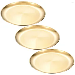 Plates Plate Sushi Round Dinner Dish Beef Retro Metal Stainless Steel Kitchenware Korean Style Tray