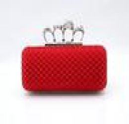 Classic DesignerType4 Red Ladies Skull Clutch Knuckle Rings Four Fingers Handbag Evening Purse Wedding bag 03918b9606567