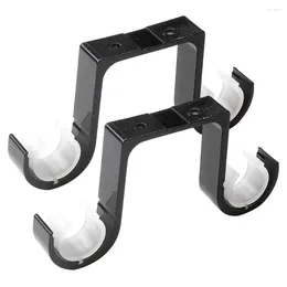 Decorative Plates 2Pcs Double Curtain Rod Brackets Ceiling Mount Supports Aluminum Alloy Black