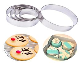 Cake Tools Cookie Circle Cutter Moulds Mousse Steel 5pcsset Fondant Decorating Kitchen Round Stainless Baking2676045