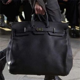 Large Hac Handbag Handbags Bag Family 50cm 50 Black 2024 Capacity Business Fitness Bk Genuine Leather