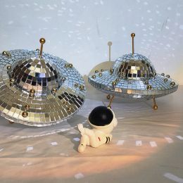 Miniatures Disco Ball UFO Mirror Reflective Balls Creative UFO Space World Desk Ornaments Art Crafts Vintage Funny Christmas Decorations