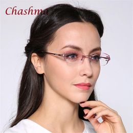 Sunglasses Frames Chashma Brand Titanium Fashionable Famale Fashion Eyeglasses Rimless Spectacle Women Stones Lenses Rhinestone For