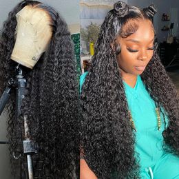 26 30 Inch HD Deep Wave Lace Frontal Wig 4x4 Glueless Ready To Go 250% Brazilian Preplucked Curly Human Hair Wig for Woman