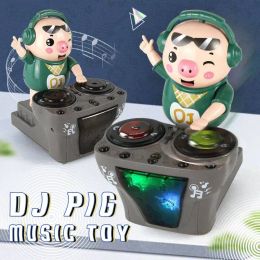 Boxes DJ Pig DJ Robot 30 Songs Music Box Piggy Children Lights Toys Rock Pig Waddle Dance Electric Doll Toddlers Kid Baby Musical Gift