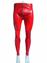 mens Skinny Pants PU Faux Leather Trousers Motorcycle Clothes Bottoms Pencil Pants Tight Shiny PVC Gloss Leather Casual Leggings g81E#