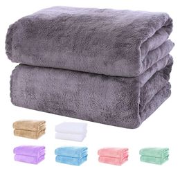 2pcs Premium Set, Fluffy Polyester Coral Veet Highly Absorbent Towels, Solid Colour Towel Sheet, Multipurpose Use as Bath Fiess, Bathroom, Shower, Sports,