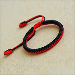 Charm Bracelets Black Red Woven Rope Lucky Bracelet Women Men Charms Jewellery For Lovers Friend Gift Friendship Bangles Drop Delivery Dhpef