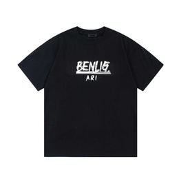 B Paris Correct High Version High Quality 24SS New Letter Graffiti Print Versatile Water T-shirt Unisex