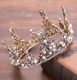 Baroque Vintage Crystal Bridal Crowns Hairbands Gold Bridal Tiaras Headbands Wedding Diadem Queen Crown Retro Tiara Wedding Hair A5545334