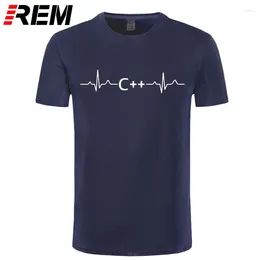 Men's T Shirts Programming Heartbeat C Lauguage Hacker Shirt Science Programmer Jave Men Summer Short Sleeve Cotton Tshirt Unique Tops &
